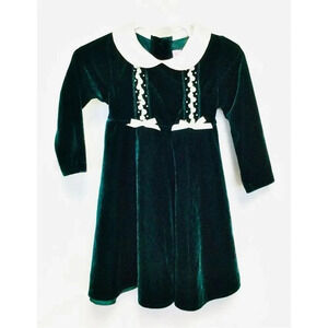 Sophie Rose Toddler Girls Green Velvet Long Sleeve Christmas Dress Sz 24 Months